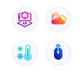 Augmented reality, Weather thermometer and Sunny weather icons set. Swipe up sign. Vector Royalty Free Stock Photo