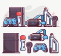 Augmented Virtual Reality Gaming Line Art Icons Royalty Free Stock Photo