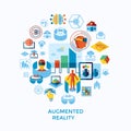 Augmented and virtual reality icons set Royalty Free Stock Photo