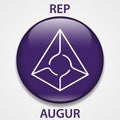 Augur Coin cryptocurrency blockchain icon. Virtual electronic, internet money or cryptocoin symbol, logo Royalty Free Stock Photo