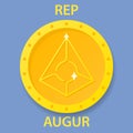 Augur Coin cryptocurrency blockchain icon. Virtual electronic, internet money or cryptocoin symbol, logo Royalty Free Stock Photo