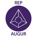 Augur Coin cryptocurrency blockchain icon. Virtual electronic, internet money or cryptocoin symbol, logo Royalty Free Stock Photo