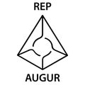 Augur Coin cryptocurrency blockchain icon. Virtual electronic, internet money or cryptocoin symbol, logo Royalty Free Stock Photo