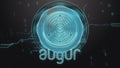 Augur cryptocurrency symbol. Hi-tech futuristic background illustration.