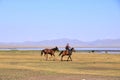 August 23 2023 - Song kol lake, Kyrgyzstan: nomad people live their ordinary life on the summer pasture