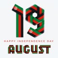August 19, Afghanistan Independence Day congratulatory design with Afghan flag elements. Vector illustration