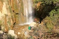 August 21 2023 - Arslanbob, Kyrgyzstan, Central Asia: People at the so-called \'small waterfall\'