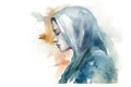 August 15 The Assumption of the Blessed Virgin Mary. Mary Mother of Jesus Christ art watercolor illustration Royalty Free Stock Photo