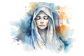 August 15 The Assumption of the Blessed Virgin Mary. Mary Mother of Jesus Christ art watercolor illustration Royalty Free Stock Photo
