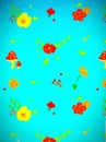 New pattern, texture or graphical design of yellow and red flowers