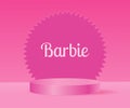 August 2023. Barbie doll. Barbie inscription on a pink background with 3d podium. Editorial. Vector