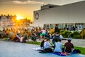 8 August, 2015, Bexhill, England, crowds gather for film screening