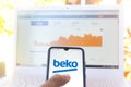 August 1, 2020, Brazil. In this photo illustration the Beko logo seen displayed on a smartphone