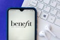 August 5, 2020, Brazil. In this photo illustration the Benefit Cosmetics logo seen displayed on a smartphone