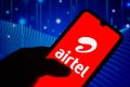 August 6, 2021, Brazil. In this photo illustration the Bharti Airtel Limited logo seen displayed on a smartphone