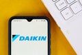 August 14, 2020, Brazil. In this photo illustration the Daikin Industries logo seen displayed on a smartphone
