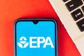 August 24, 2020, Brazil. In this photo illustration the Environmental Protection Agency EPA logo seen displayed on a smartphone Royalty Free Stock Photo