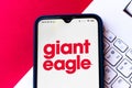 August 1, 2020, Brazil. In this photo illustration the Giant Eagle logo seen displayed on a smartphone