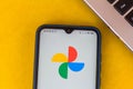 August 17, 2020, Brazil. In this photo illustration the Google Photos app logo seen displayed on a smartphone