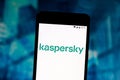 August 6, 2019, Brazil. In this photo illustration the Kaspersky logo is displayed on a smartphone Royalty Free Stock Photo