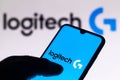 August 19, 2021, Brazil. In this photo illustration the Logitech International logo seen displayed on a smartphone