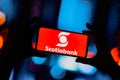 August 24, 2022, Brazil. In this photo illustration, the Scotiabank logo is displayed on a smartphone screen