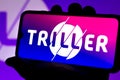 August 17, 2020, Brazil. In this photo illustration the Triller logo seen displayed on a smartphone