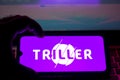 August 17, 2020, Brazil. In this photo illustration the Triller logo seen displayed on a smartphone