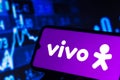 August 6, 2021, Brazil. In this photo illustration the Vivo logo seen displayed on a smartphone