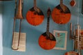 August 11, 2021 Calarasi Moldova authentic vintage musical instruments. For illustrative editorial use. Background