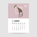 2017 August calendar