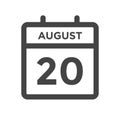 August 20 Calendar Day or Calender Date for Deadlines or Appointment