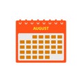 August Calendar Icon Set. Royalty Free Stock Photo