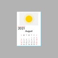 August 2021 Calendar Leaves Flat