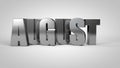 August calendar month metallic text 3d render Royalty Free Stock Photo