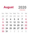 August 2020 calendar - monthly calendar template - 2020 monthly calendar