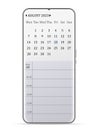 August 2023 calendar smartphone