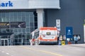 21 August 2021 - Calgary Alberta Canada - Calgary Mass Transit bus on street Royalty Free Stock Photo