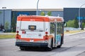 21 August 2021 - Calgary Alberta Canada - Calgary Mass Transit bus on street Royalty Free Stock Photo