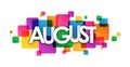 AUGUST colorful overlapping squares banner Royalty Free Stock Photo