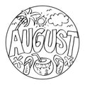 August Coloring Pages for Kids Royalty Free Stock Photo
