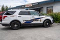 COPPER CENTER, ALASKA: An Alaska State Troopers police SUV vehicle parked in a lot Royalty Free Stock Photo