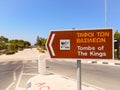 August 2018 - Cyprus:Direction sign to the archaeological Unesco world heritage site Tombs of the Kings in Paphos