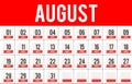 August days on calendar cubes Royalty Free Stock Photo