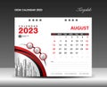 AUGUST 2023 template. Desk Calendar 2023 template, planner, calendar 2023 design, calendar 2023 template, mockup, vector