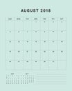 August 2018 desk calendar vector illustration