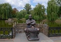 August 19, 2012 - sculptures of heroes of Gogol's works near the pond Mirgorod puddle Royalty Free Stock Photo