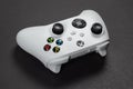 30 August, 2023 - Dnipro, Ukraine: White controller xbox Series S gamepad, game console on dark background Royalty Free Stock Photo