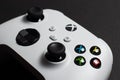 30 August, 2023 - Dnipro, Ukraine: White controller xbox Series S gamepad, game console on dark background Royalty Free Stock Photo