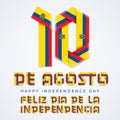 August 10, Ecuador Independence Day congratulatory design with Ecuadorian flag colors. Vector illustration